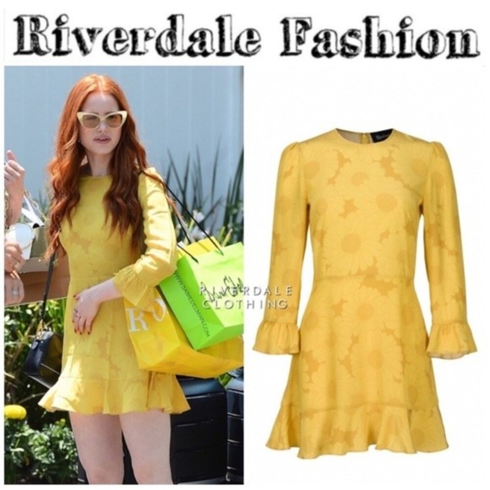 Realisation Par “Mary Jane” yellow sunflower silk mini dress S
